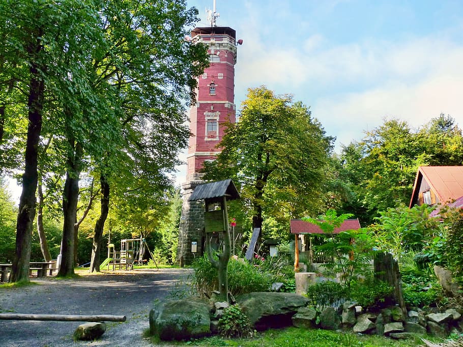 Tower, Czech Republic, tanzplan, landscape, bohemian switzerland, autumn, tree, building exterior, outdoors, architecture