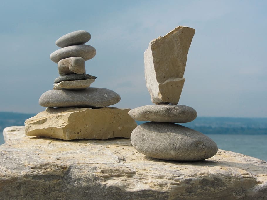sassi di pantai, batu, istirahat, bentuk, air, padat, keseimbangan, tumpukan, objek - batu, seperti zen