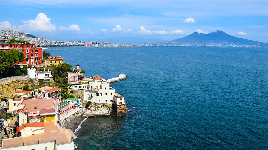 houses, body, water, italy, naples, beach, sea, building, holiday, vezuv