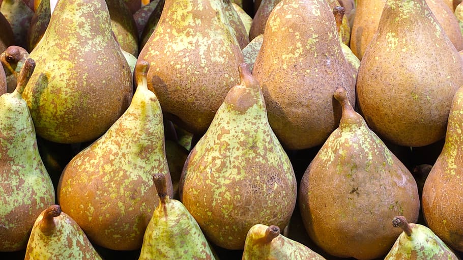 pears, pera conference, fruit stand, market, food and drink, food, freshness, retail, backgrounds, healthy eating