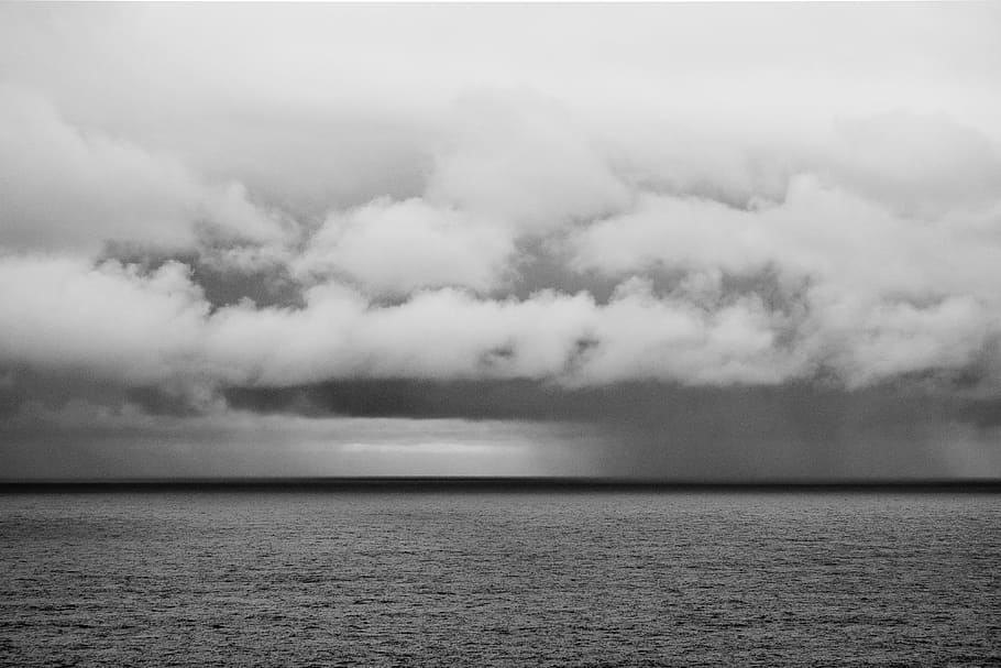 La tormenta que se avecina, paisaje, naturaleza, nube: cielo, mar, blanco y negro, nubes, tormenta, clima, nublado