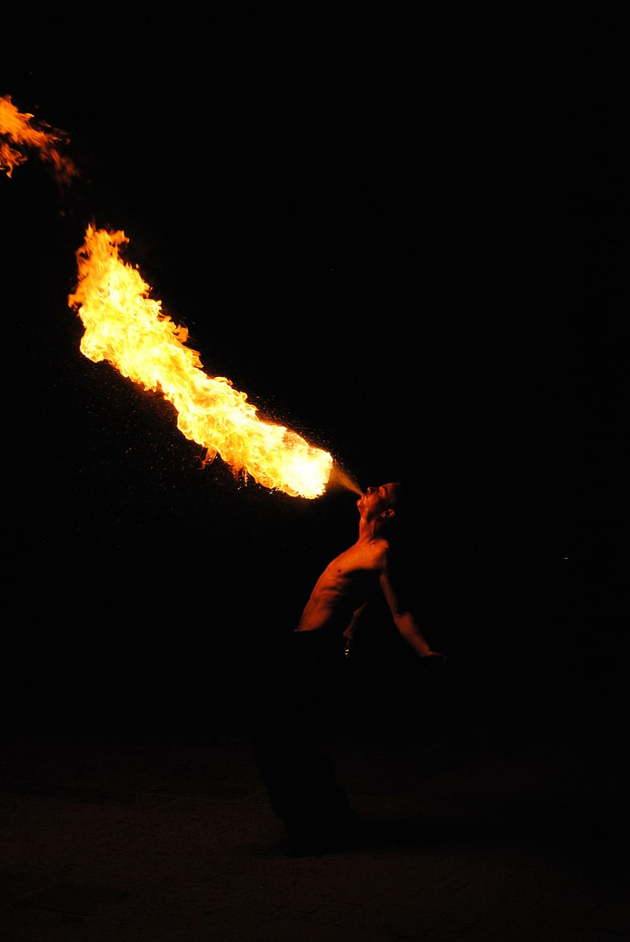 artist, fire eaters, show, fire, burning, flame, fire - natural phenomenon, one person, heat - temperature, night