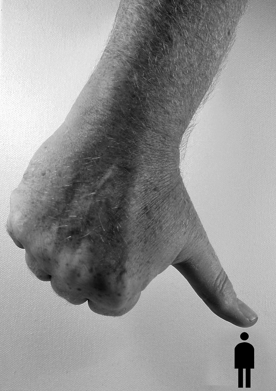 grayscale photo, human, thumb, hand, mench, silhouette, pressure, burnout, psychology, psyche