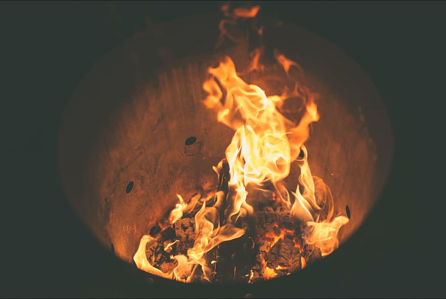 closeup, fire, burning, hot, heat, fire pit, flames, contained, blaze, flame