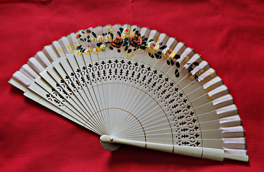 fan, trim, ornamental, women, by hand, heat, item, symbol, vintage, flowers