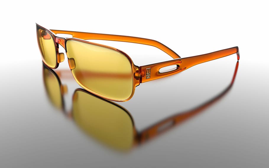 Amarillo, gafas de sol, gris, superficie, gafas, moderno, accesorio, vista, lente, moda