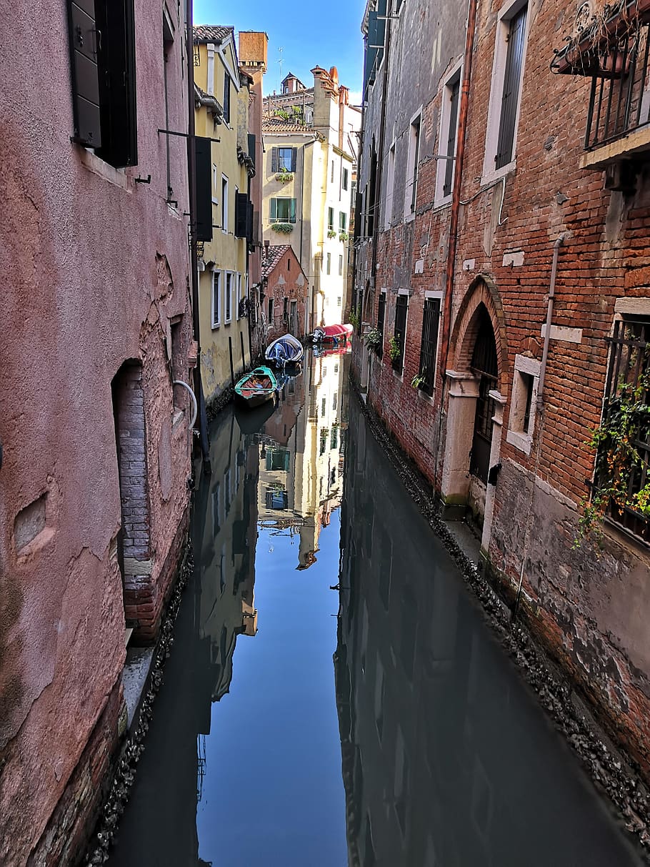 venezia, venice, channels, italy, gondola, building exterior, built structure, architecture, water, canal
