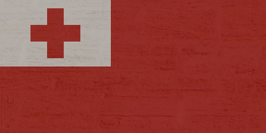 tonga, flag, red, wall - building feature, built structure, architecture, day, communication, white color, full frame