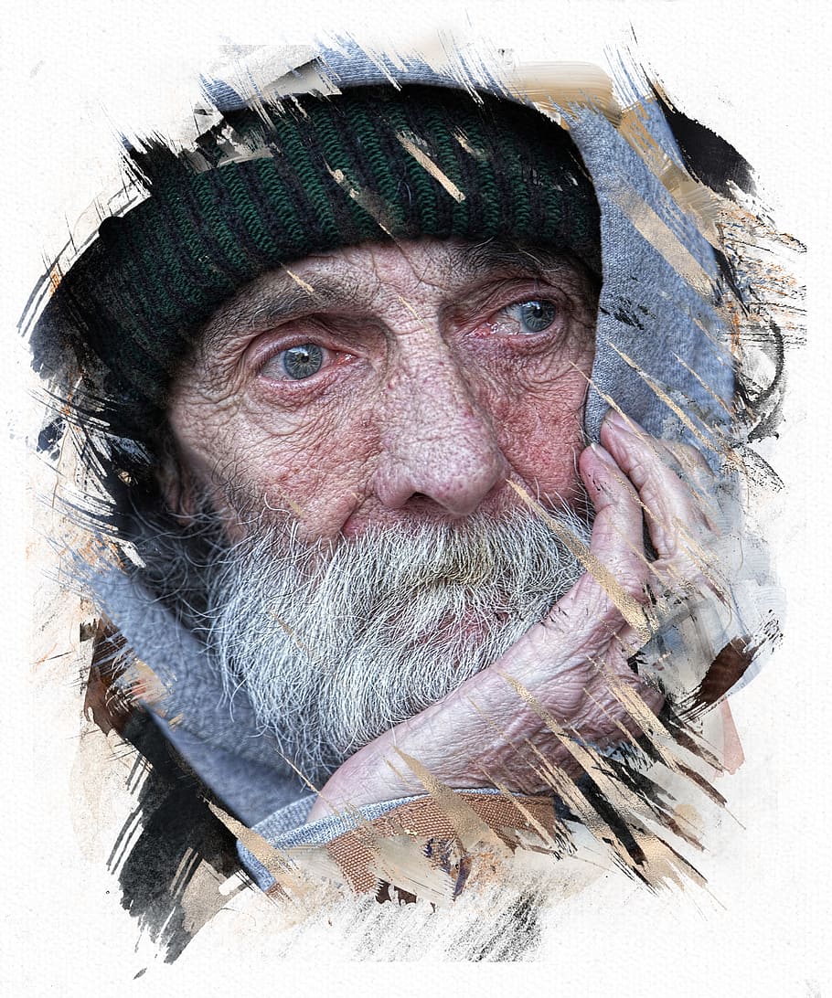 Portrait, Human, Homeless, Man, Male, road, person, beard, cold temperature, one man only