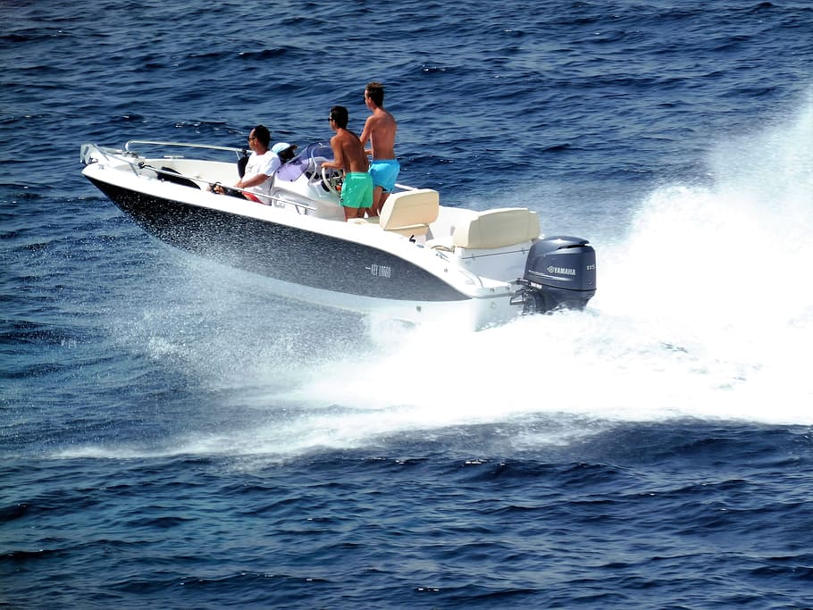 powerboat, sea, mediterranean, speedboat, fast, maritime, fun, leisure, water sports, transportation