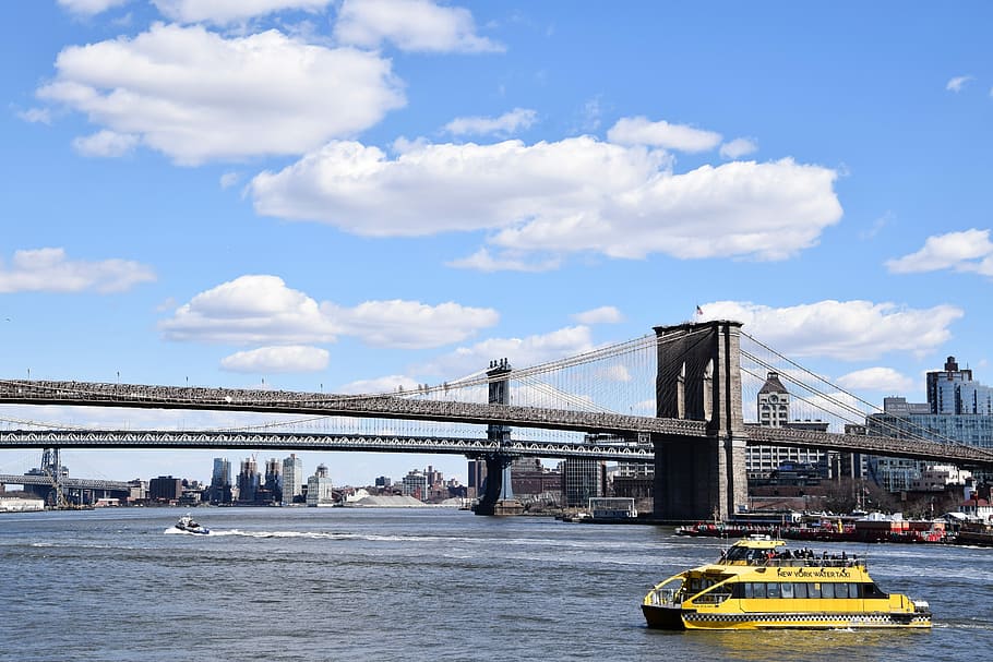 touring, boat, bridge, waters, travel, architecture, city, new york, usa, river