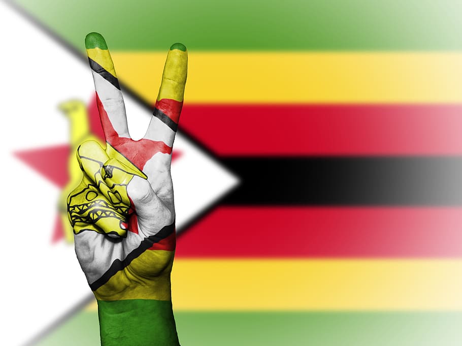 Zimbabwe, Perdamaian, Tangan, Bangsa, latar belakang, spanduk, warna, negara, panji, bendera