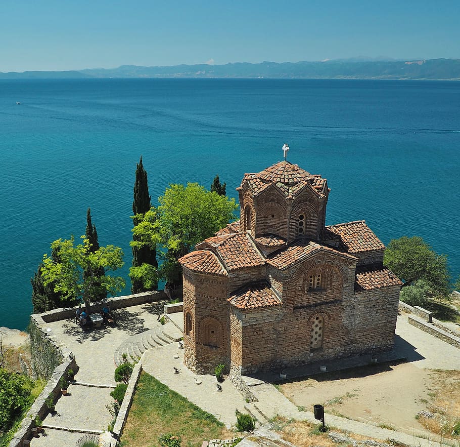 church, ochrid, lake, north macedonia, religious, landscape, architecture, water, building exterior, place of worship