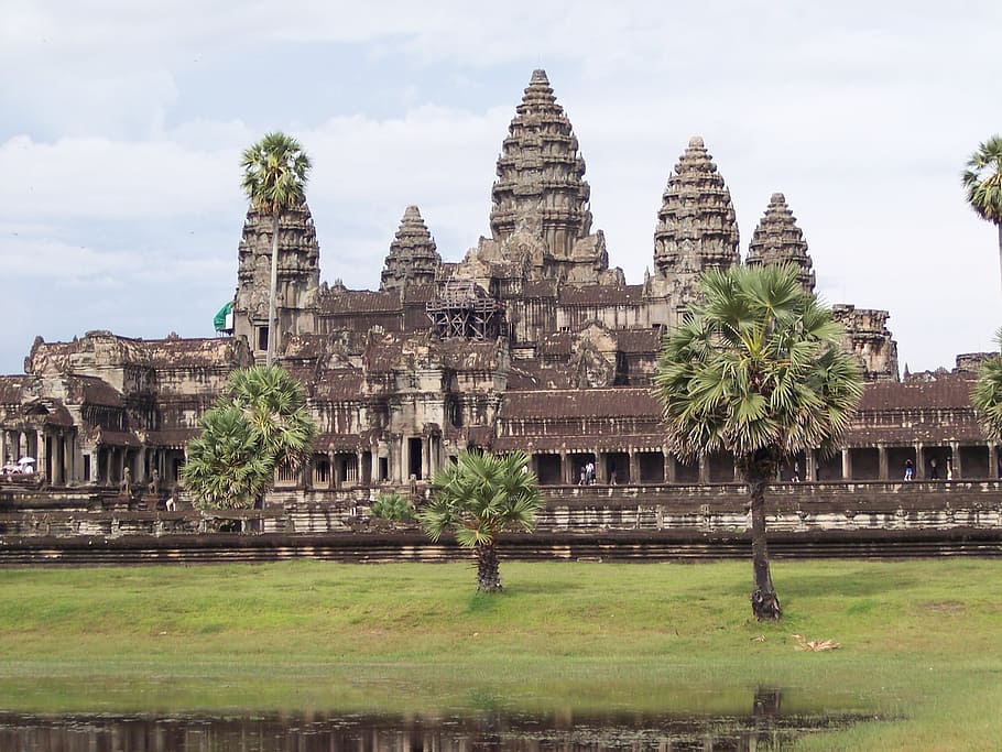 angkor wat, temple, cambodia, landscape, built structure, architecture, religion, building exterior, history, belief