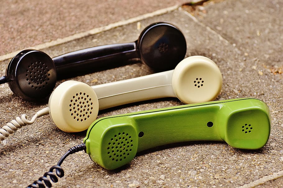 green, white, black, telephones, telephone handset, phone, models, generations, old, communication