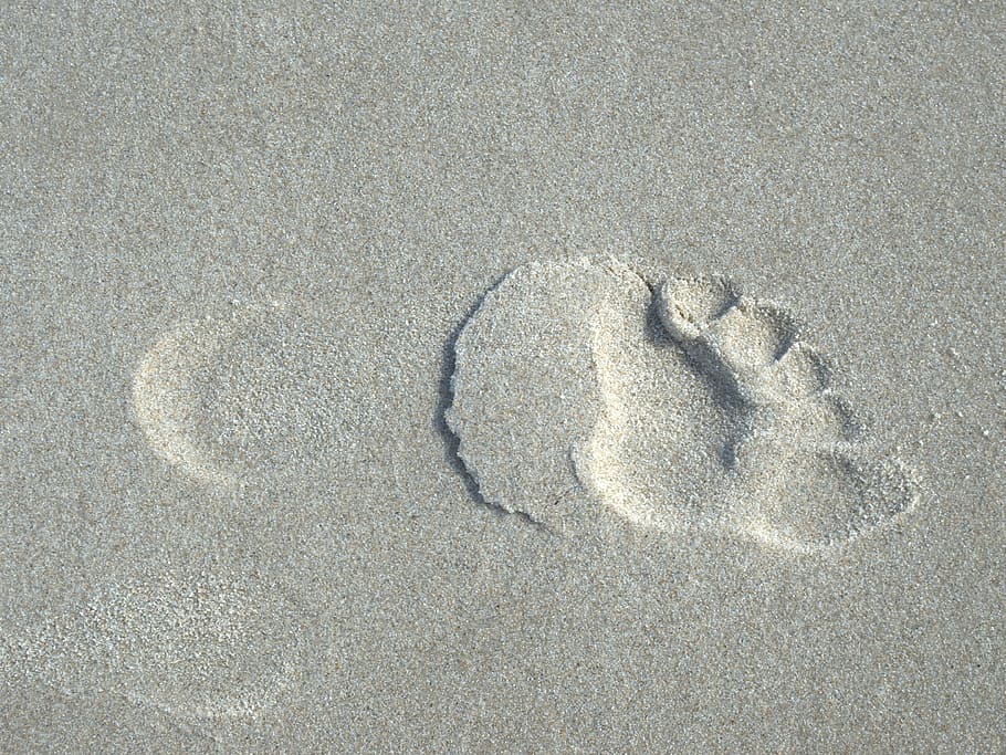 Footprint, Sand, Beach, Footprints, sand, beach, traces, tracks in the sand, sand beach, sole, feet