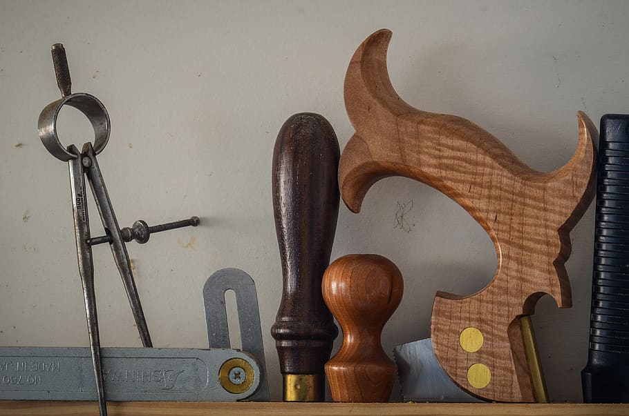 saw, hammer, wood, vintage, workshop, awl, tool, tools, equipment, repair