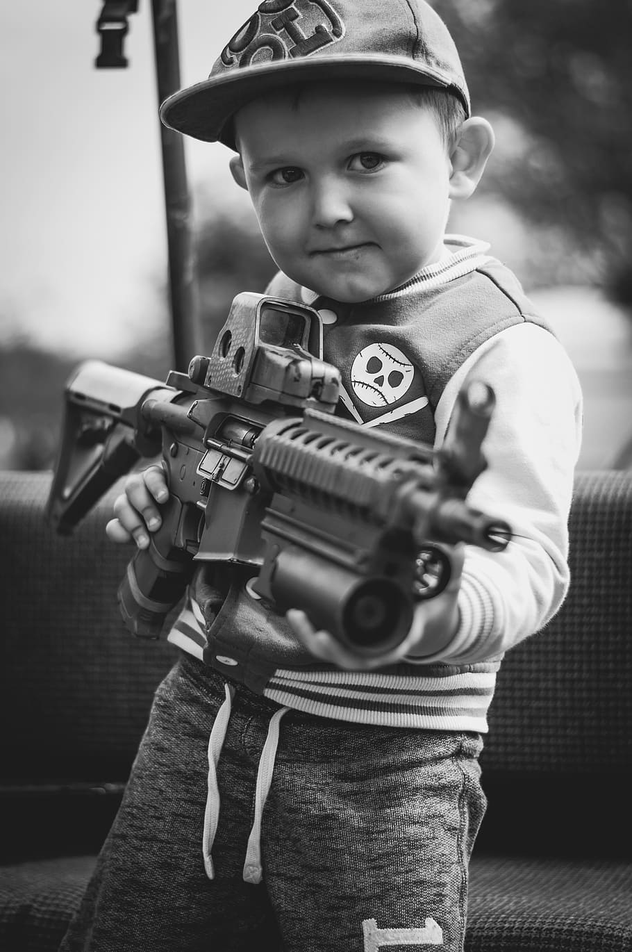 anak laki-laki, anak, potret, militer, senjata, senapan, menembak, unggul, pria, masa kanak-kanak