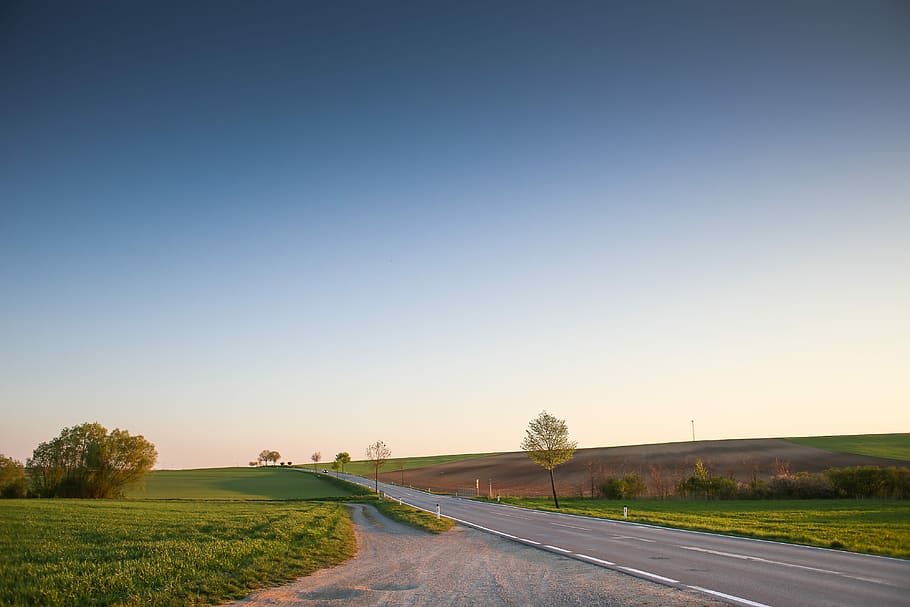 longo, estrada, sem nuvens, Long Road, céu, áustria, natureza, paisagem, cena rural, ao ar livre
