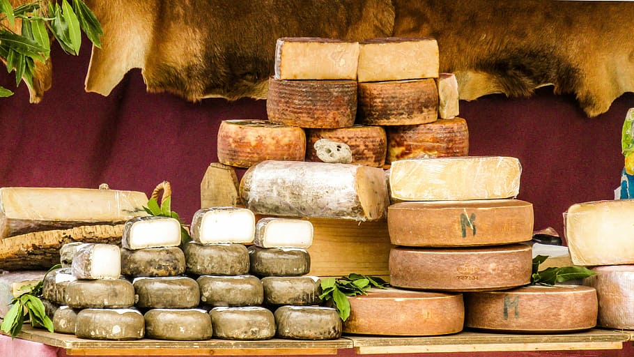 stack cheese lot, wooden, surface, cheese, sheep cheese, goat cheese, manchego cheese, food, drink, spanish cheese