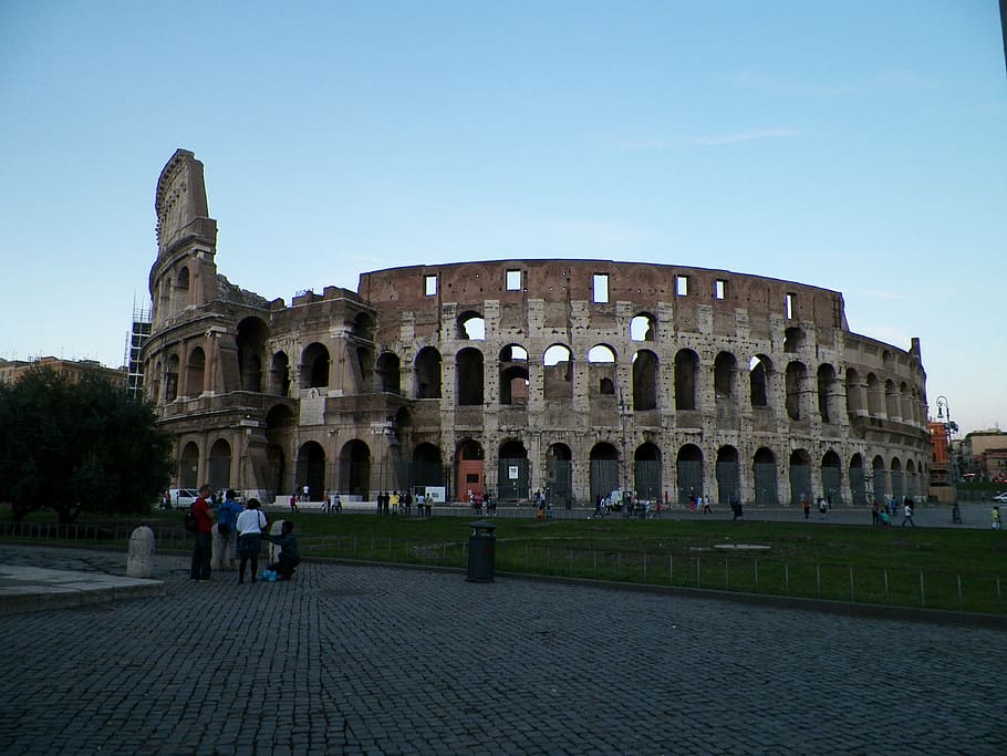 coliseum, dusk, architecture, roman, rome, italy, landmark, ancient, famous, amphitheater