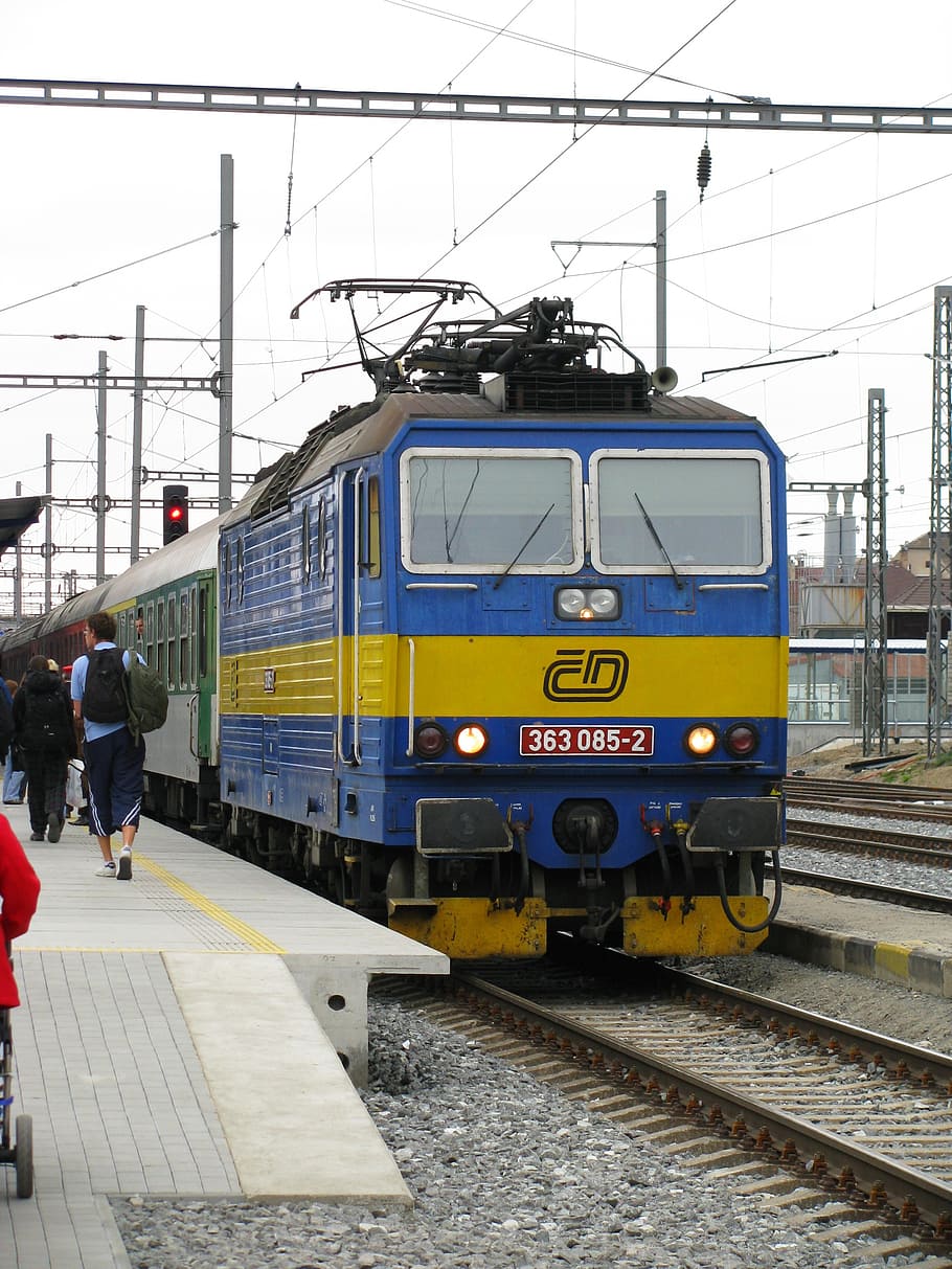 railway, electric locomotive, passenger train, public means of transport, south bohemia, czech republic, tabor, mode of transportation, transportation, rail transportation