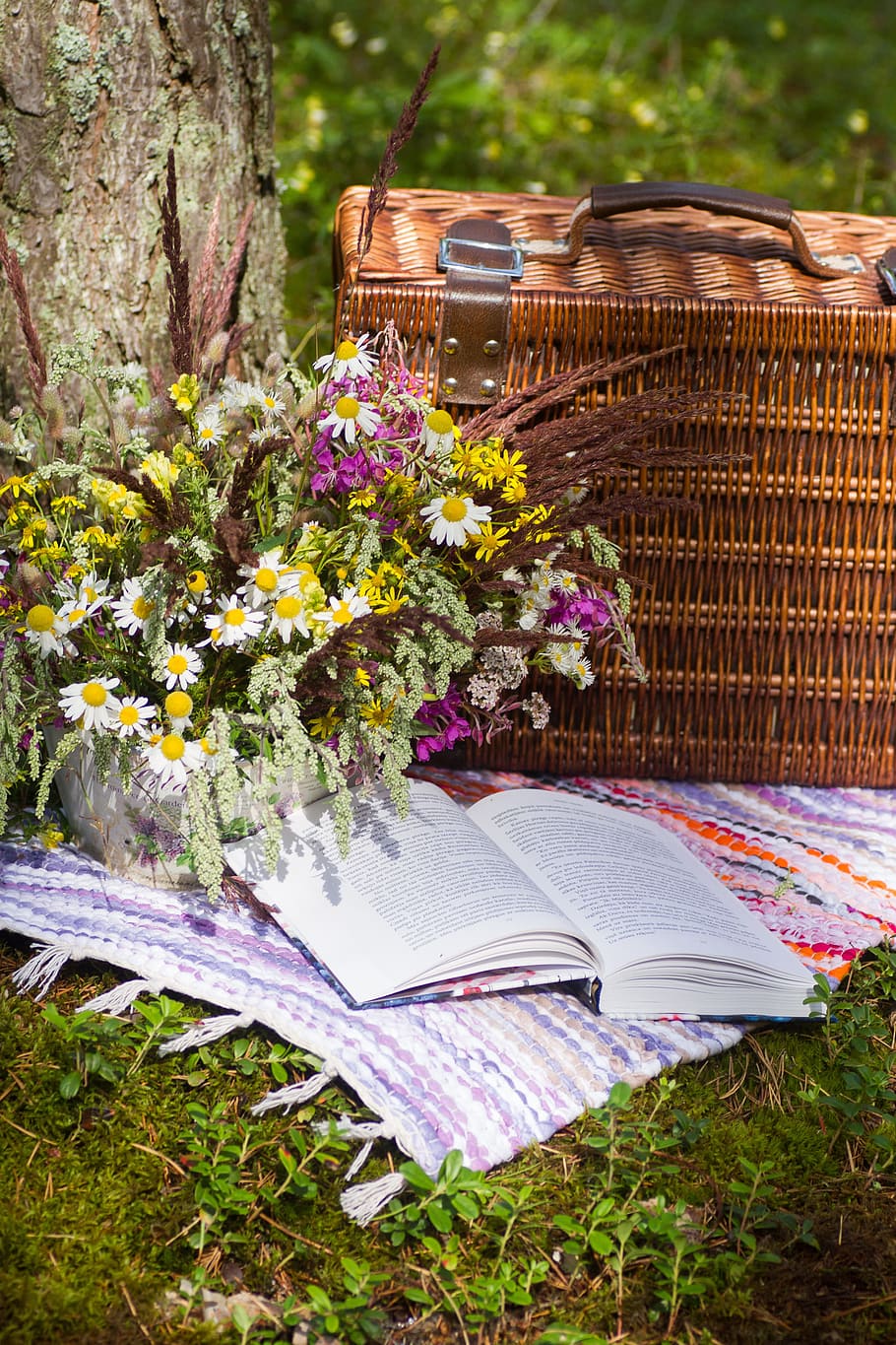 book, flowers, forest, bouquet, garden, paper, decorative, coloring, floral, picnic