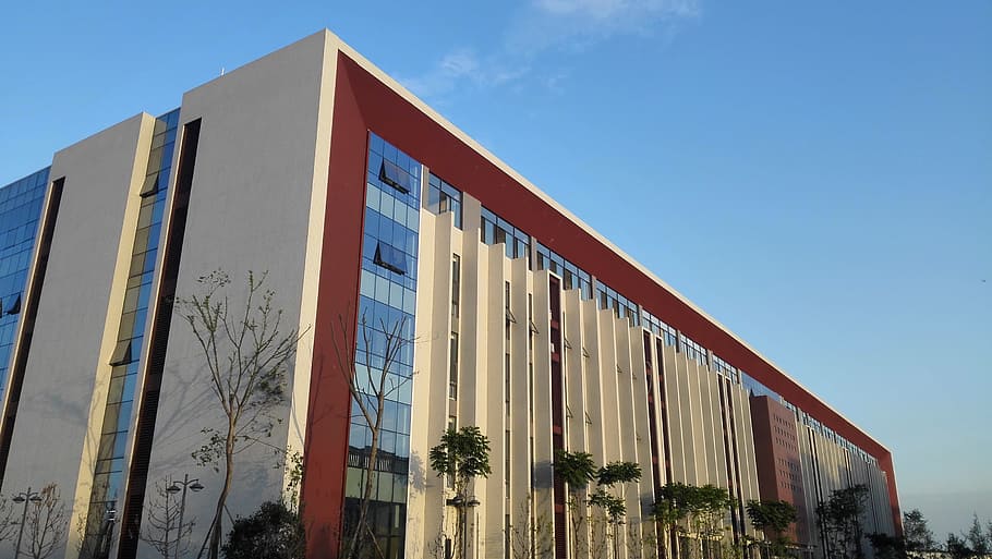xihua university, eight teach, university, training building, chengdu, architecture, building exterior, built structure, sky, modern