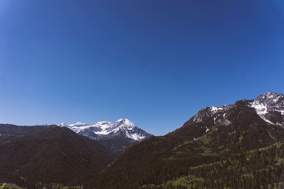 verde, montanhas, azul, céu, paisagem, fotografia, nevado, montanha, pico, dia