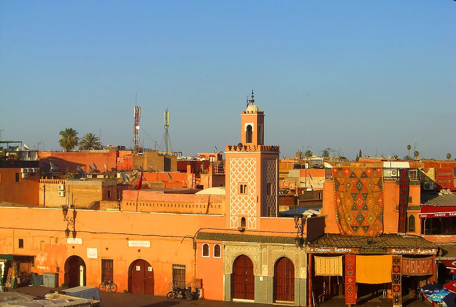 brown, concrete, house, Marrakech, Orient, Morocco, Africa, old town, abendstimmung, architecture