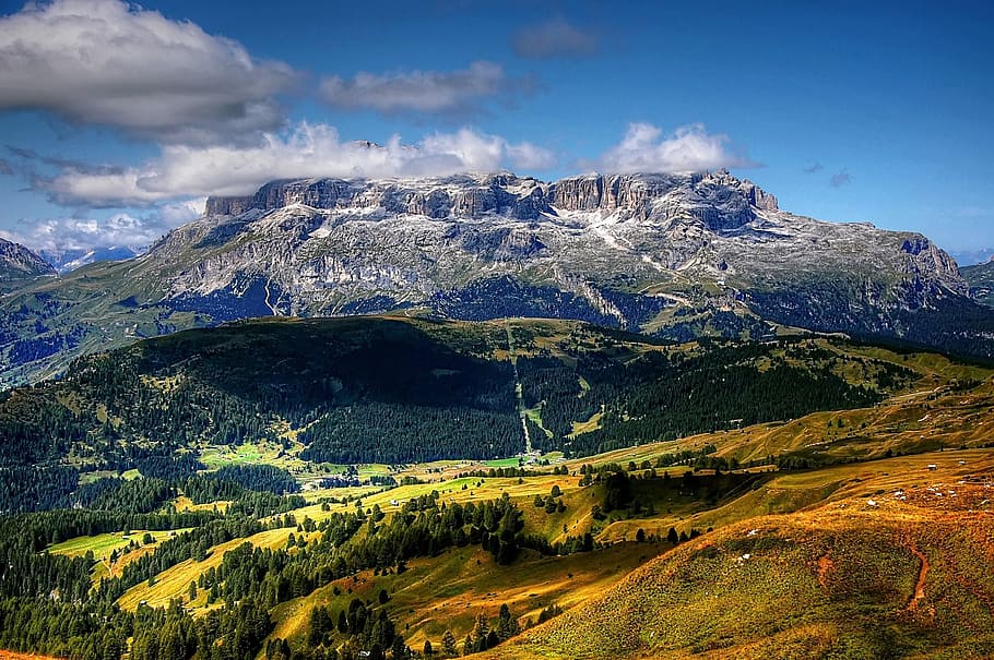 Dolomitas, Sella, Italia, Montañas, Tirol del Sur, alpino, nubes, vista, naturaleza, roca