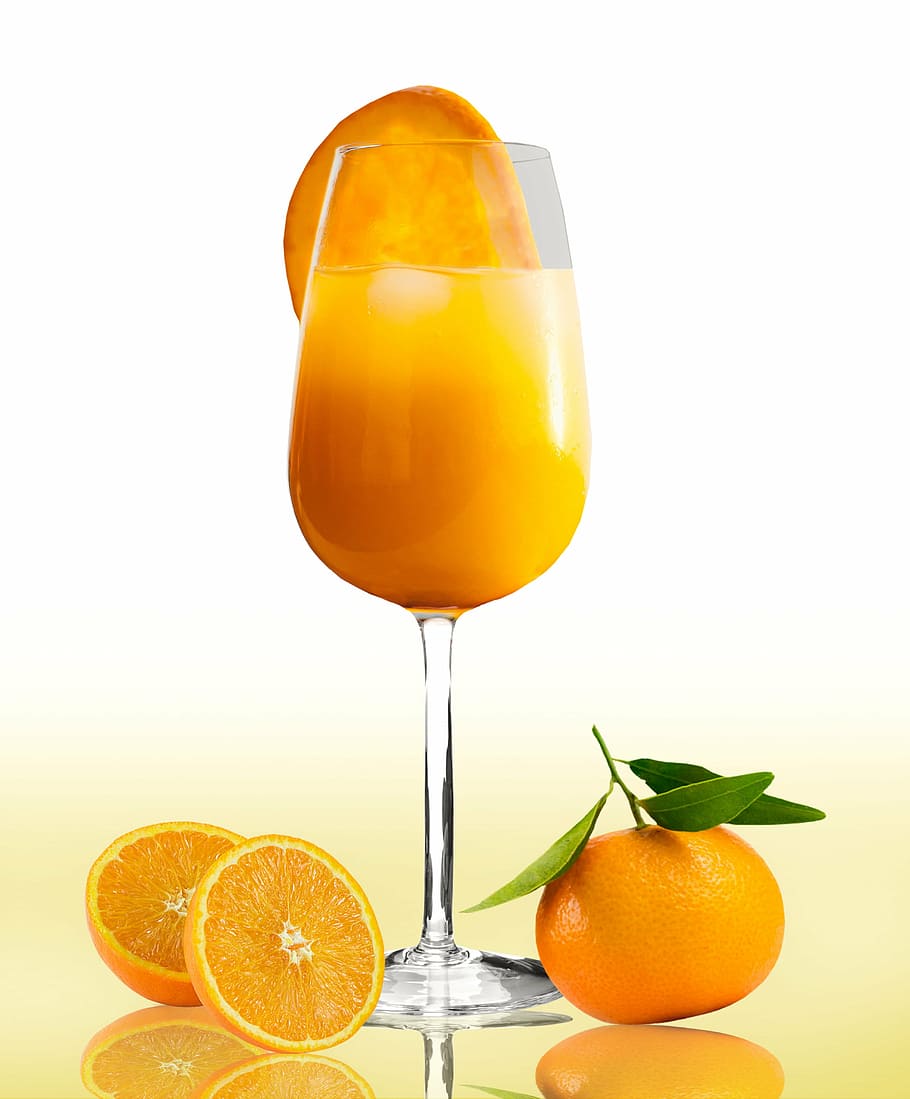 orange, juice, clear, goblet glass, slices, food, drink, eat, healthy, get well soon