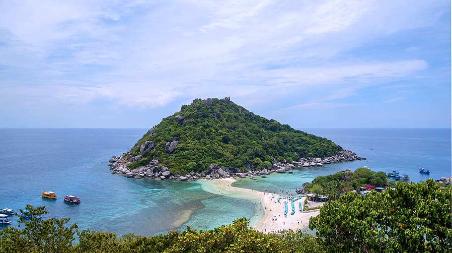ko nang yuan, thailand, island, water, holiday, landscape, sea, nature, travel, beach