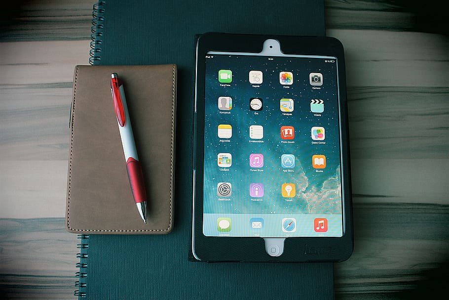 white, ipad, black, case, green, notebook, tablet, office, home ...
