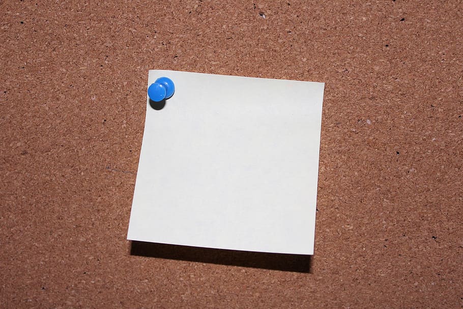 white paper, list, pin, post it, memo, paper, office, blue, notes, stickies