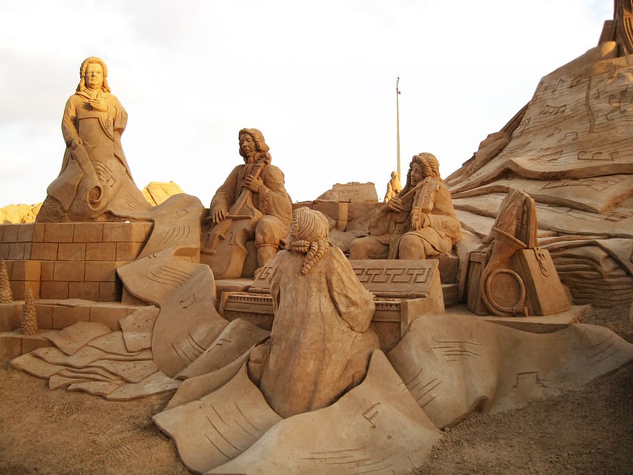 sand sculptures, fiesa, portugal, algarve, festival, sand, sculpture, art, musician, art and craft