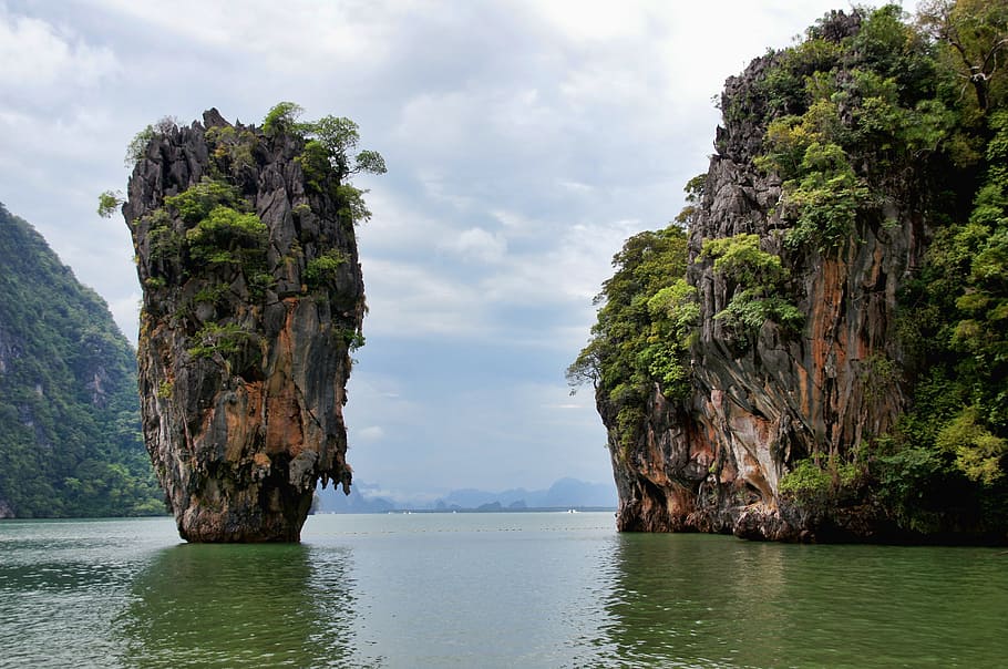 fotografía, formación rocosa, agua corporal, Tailandia, mar, agua, fiesta, naturaleza, roca, idílico