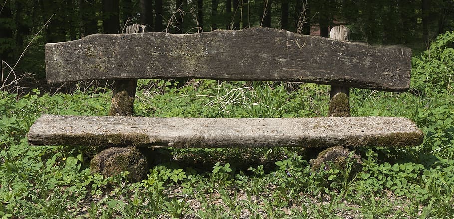 wooden bench, old bench, weathered, seat, bank, wooden planks, boards, wooden boards, nature, wood