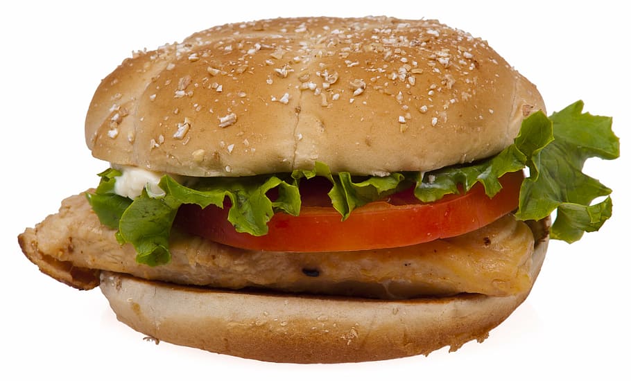 burger dengan sayuran, hamburger, burger, makanan cepat saji, tidak sehat, makan, makan siang, daging, lemak, diet