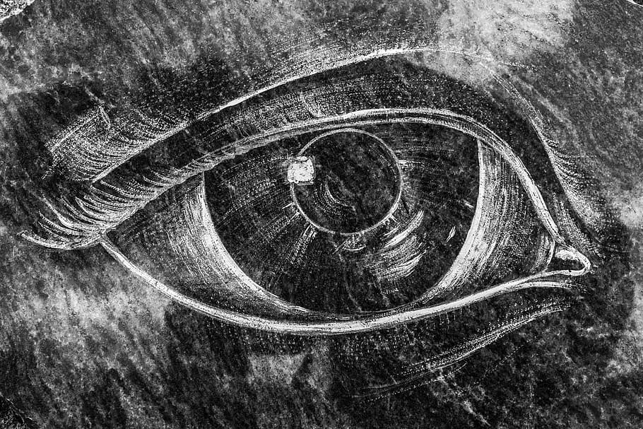 person's eye illustration, eye, sketch, art, drawing, painting, iris, pupil, eyelash, stone factory