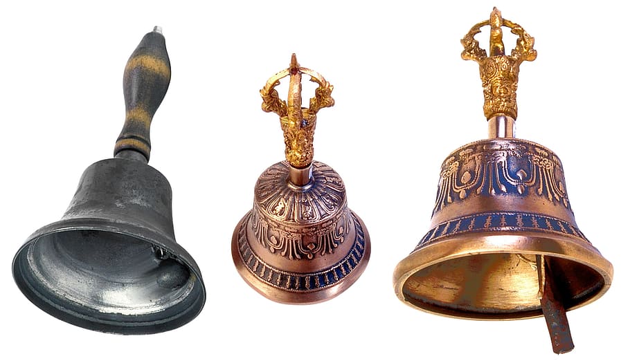 Dos, latón, uno, acero inoxidable, campanas de acero, campanas, campana, accesorio, melódico, música