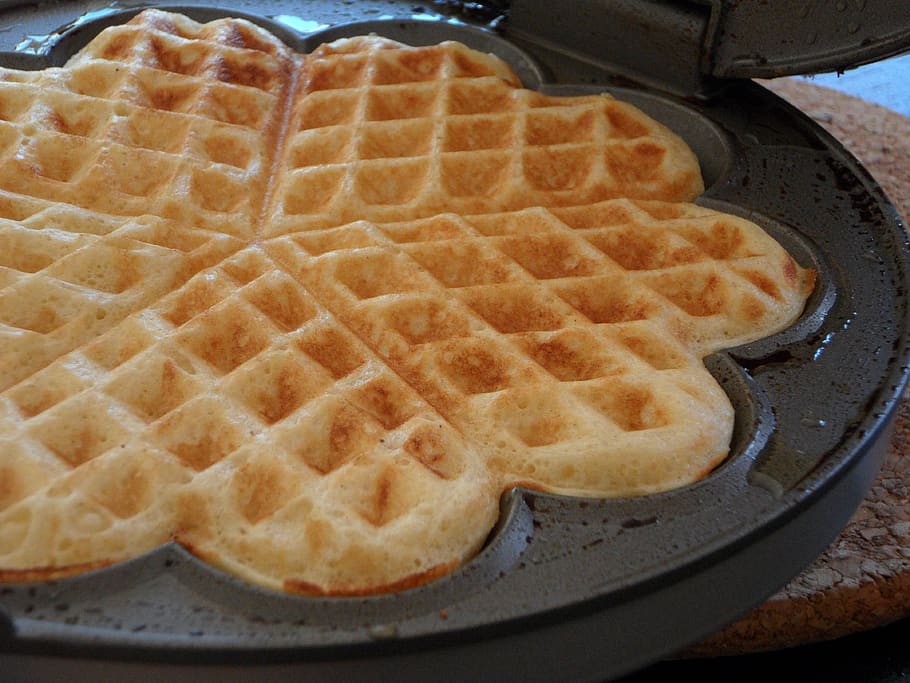 waffle, ferros de waffle, assar waffle, assar, em forma de coração, delicioso, fresco, crianças, comer, doce