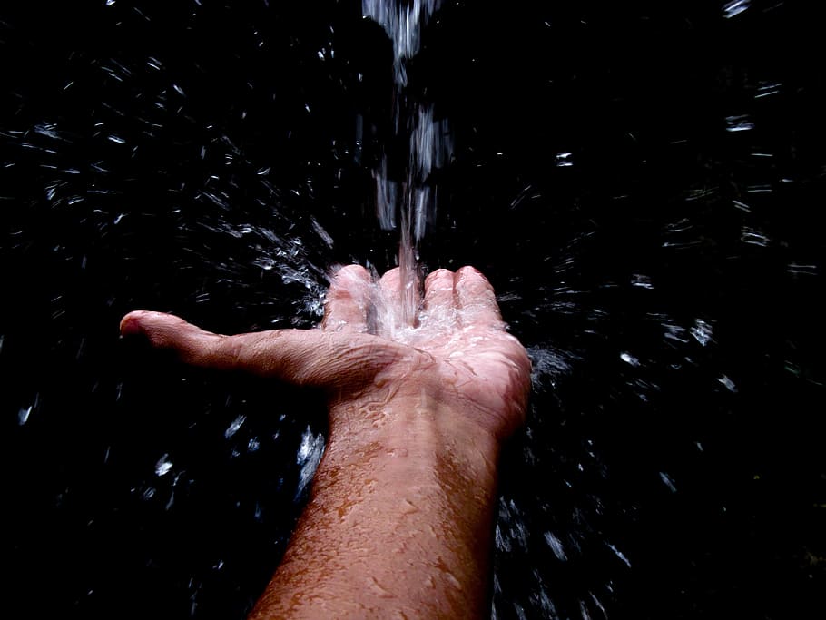 person, catching, left, hand, Water, Drops, Hands, Focus, rain, precise focus