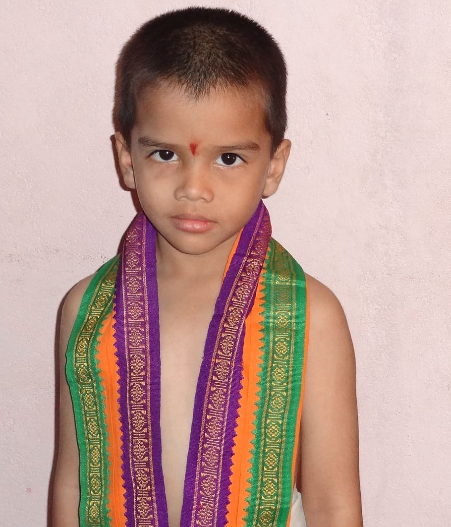 Мальчик, Костюм, Пуджа, костюм для пуджи, церемония, культурные, религиозные, религия, традиционный, индуизм