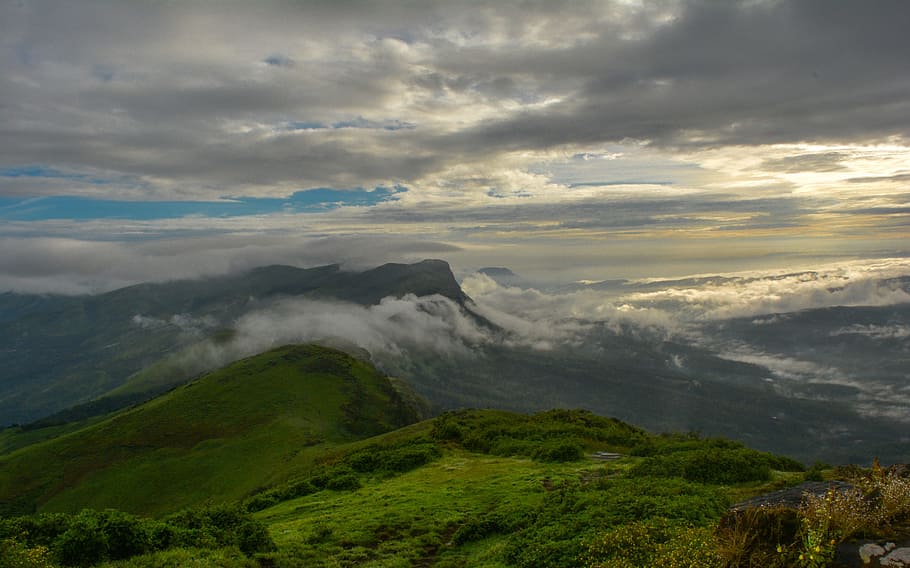western ghats, landscape, nature, clouds, cloud - sky, scenics - nature, beauty in nature, environment, sky, mountain