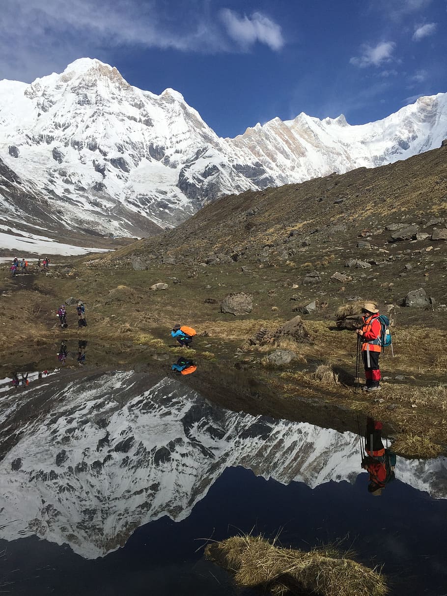 ネパール, アンナプルナ, プール, 山, 寒さ, 雪, 風景-自然, 山脈, 自然の美しさ, 冬