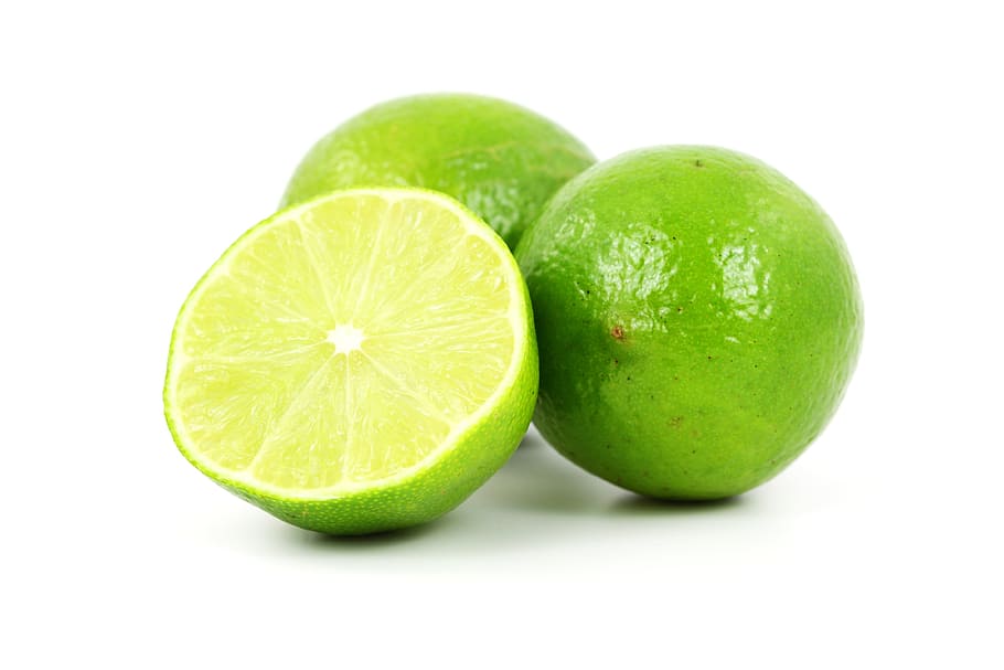 緑のレモンフルーツ, 緑, ライム, 柑橘類, 食品, 新鮮な果物, 半分, 分離, ジュース, ジューシー