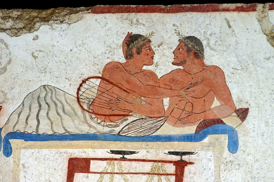 paestum, fresco, tomb of the diver, salerno, italy, magna grecia, archaeology, archaeological museum, paestum archaeological museum, art and craft