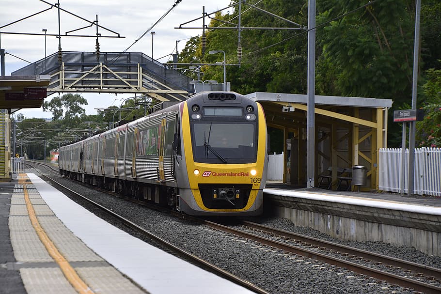 expreso, pistas, durante el día, Brisbane, ferrocarril, tren, Ipswich, viajes, ciudad, tráfico