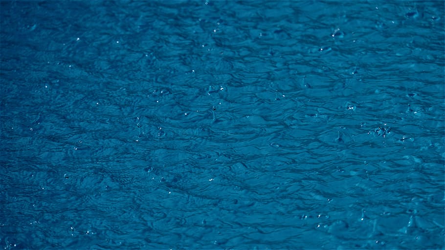 fundo, superfície da água, piscina, tempestade, chuva, água, azul, escuro, frente, gota de água